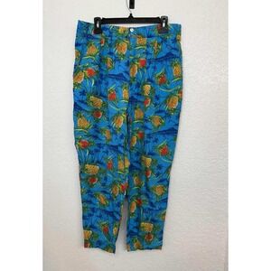 GAP Novelty Pineapple Print Cropped Pants Tropical Blue Casual‎ L